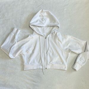 Buffbunny Cloud Zip Crop Hoodie White
